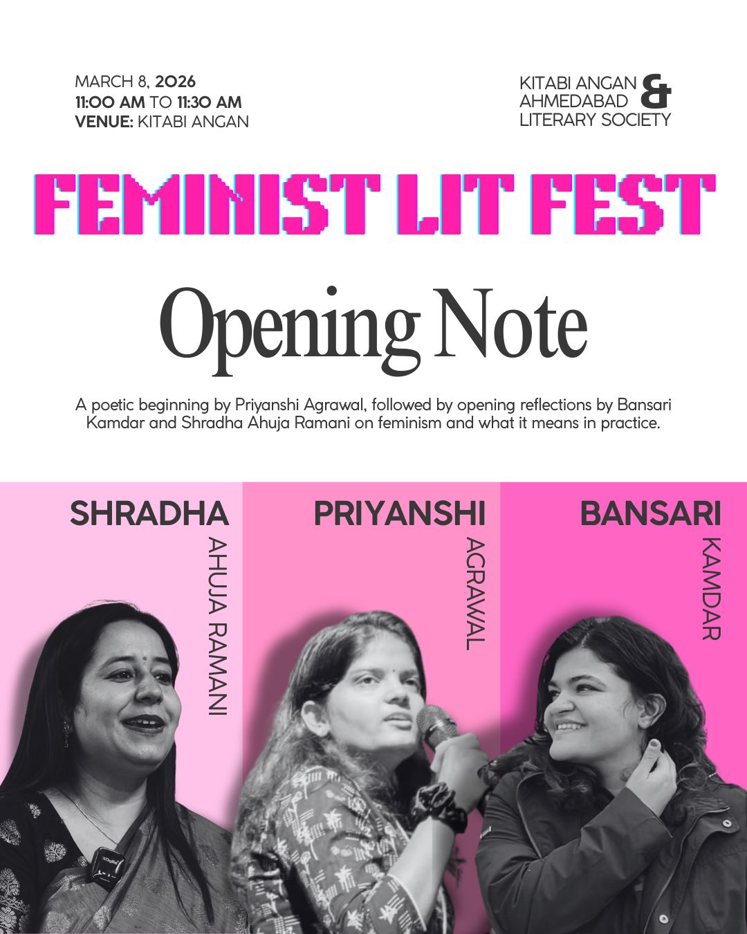 Feminist Lit Fest poster featuring Priyanshi
